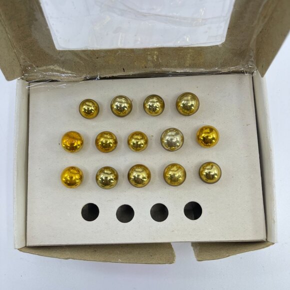 vintage miniture 10mm glass ornaments set of 14 gold In original box - Picture 2 of 6